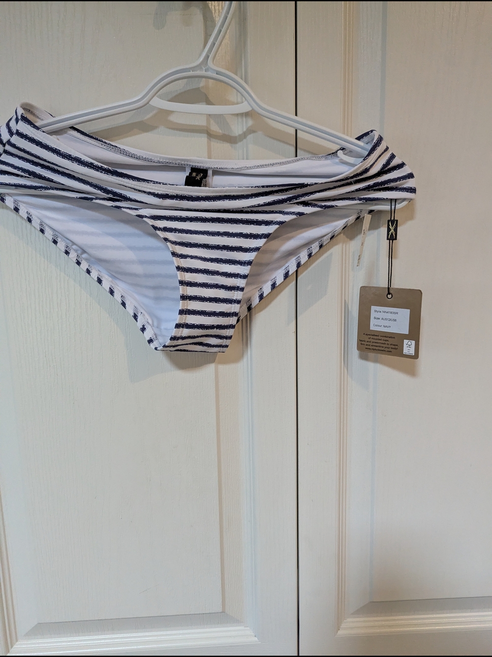 Striped Bikini Bottoms — Navy and White